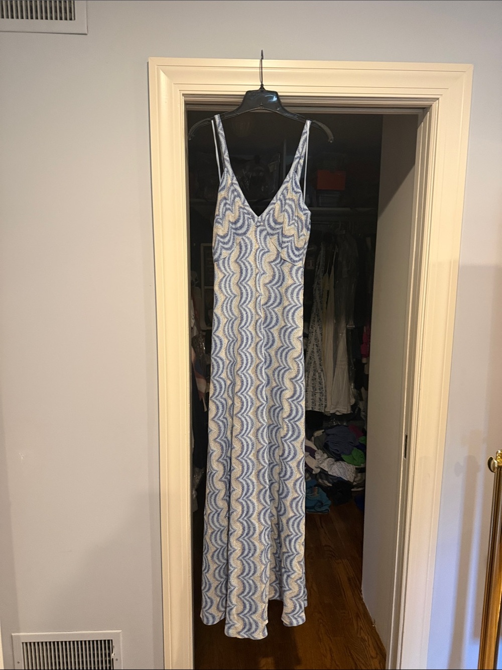 Ramy Brook Blue and White Wave-Print Maxi Dress